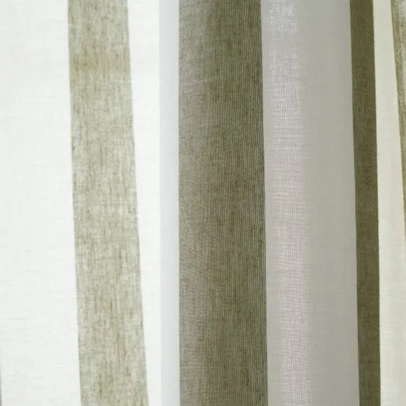 Beatrice Woven Stripe 100% Cotton Unlined Slot Top Curtains 3