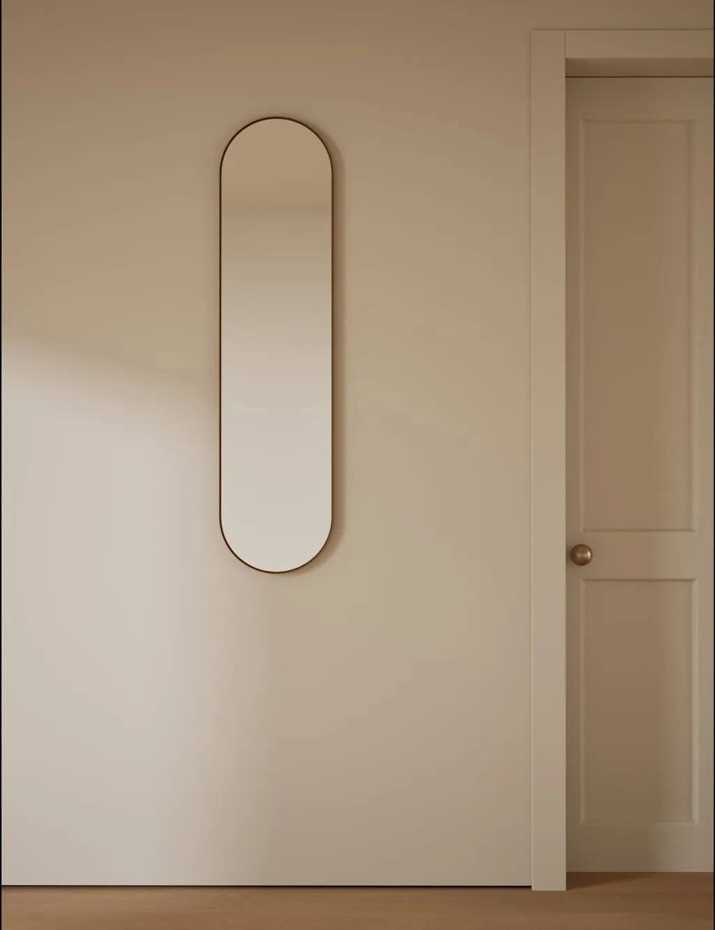 M&S Milan Pill Shape Wall Mirror Antique Brass