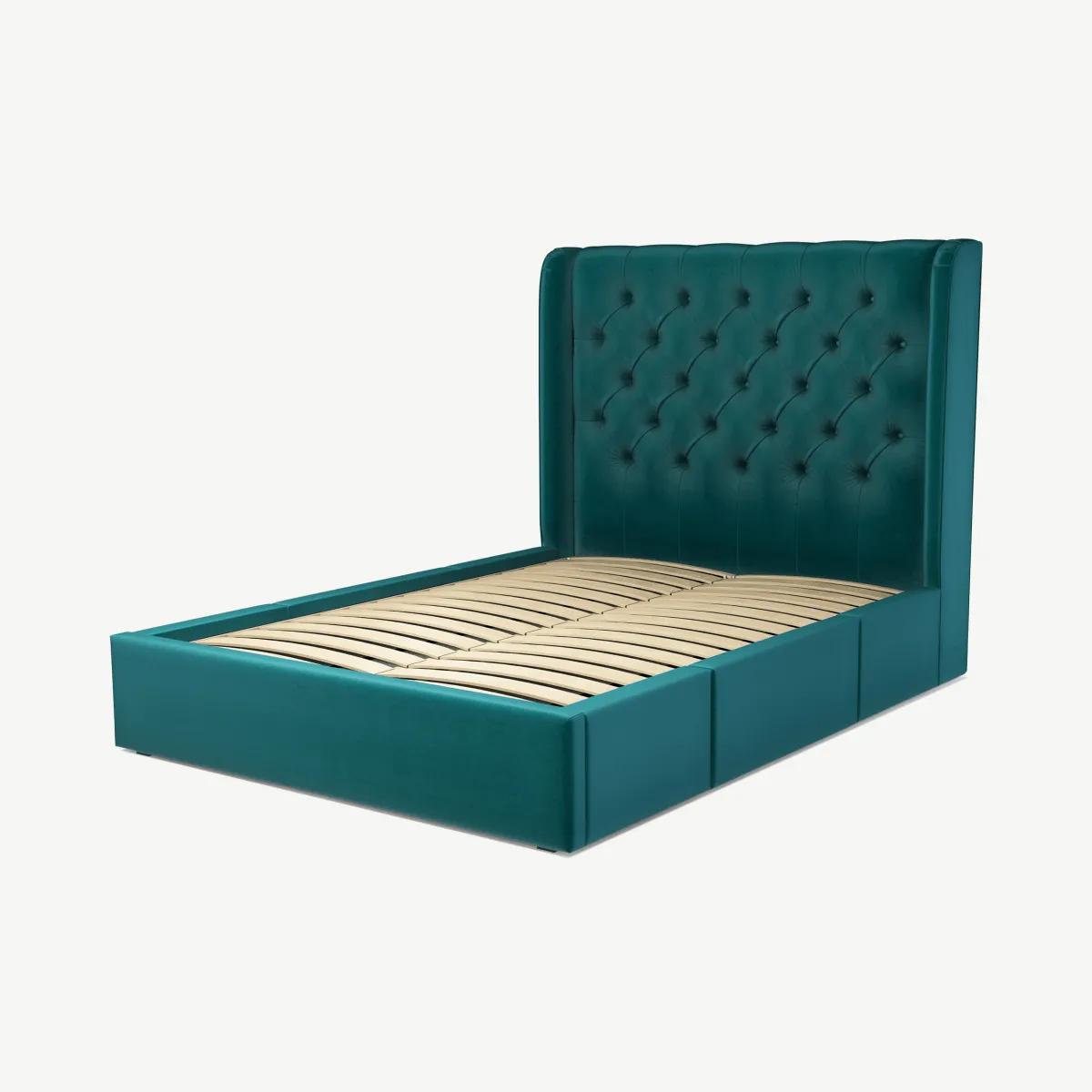 Romare Double Bed with Storage Drawers, Tuscan Teal Velvet