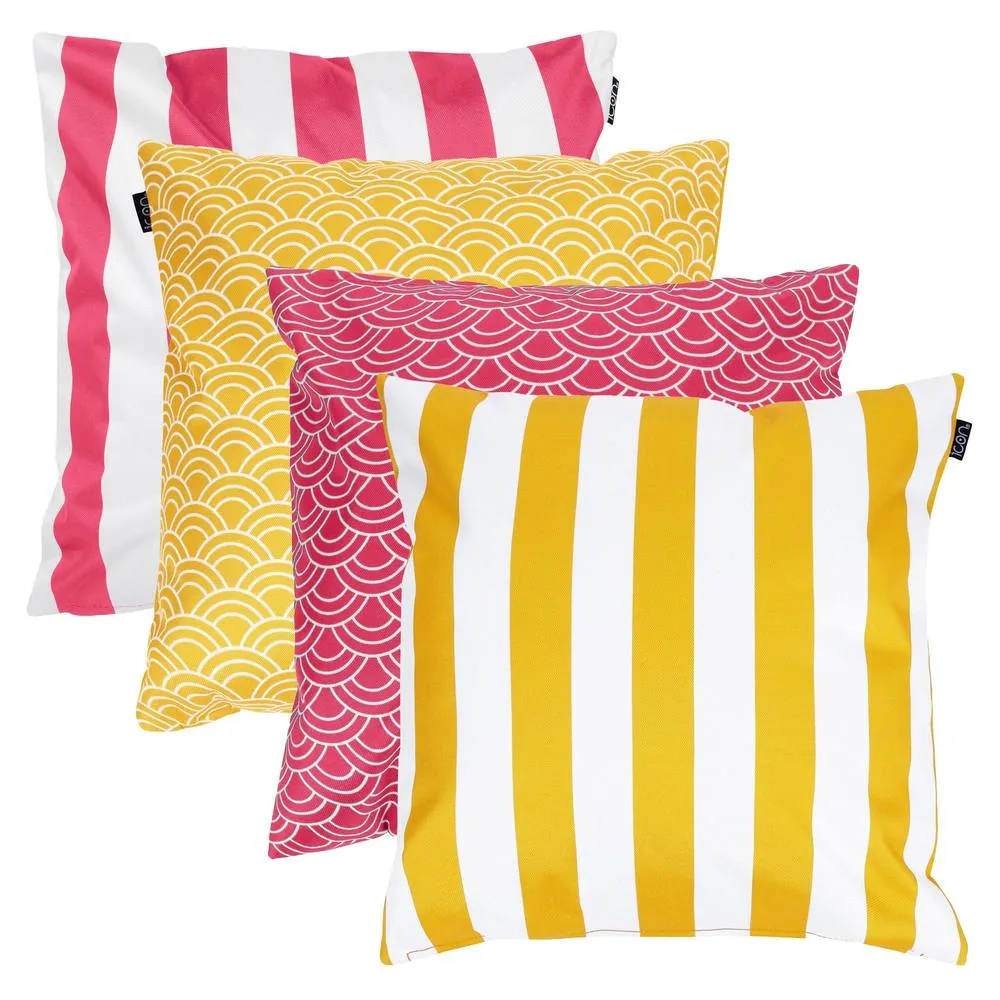 icon 4PK Cushion, Deck Stripe, x2 Pink, x2 Yellow