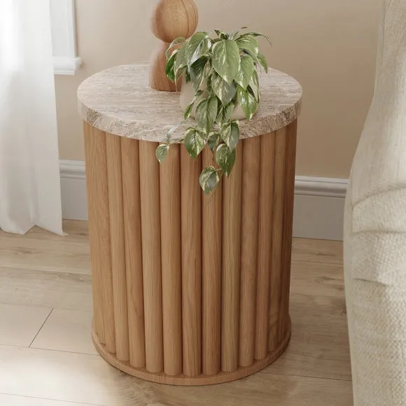 Lucin Travertine Effect Side Table 3
