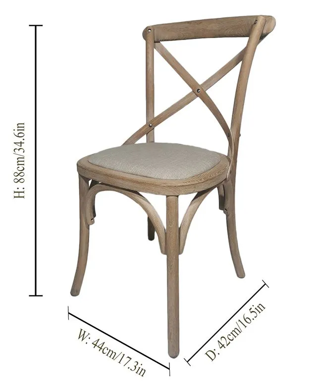 Dibor Set of 2 Rustic Vintage Nemours Solid Wood Frame Home Furniture Dining Chairs in Natural 2