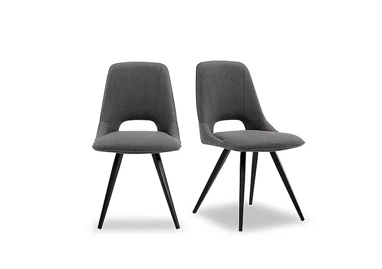 Matera Pair of Fabric Dining Chairs with Black Legs