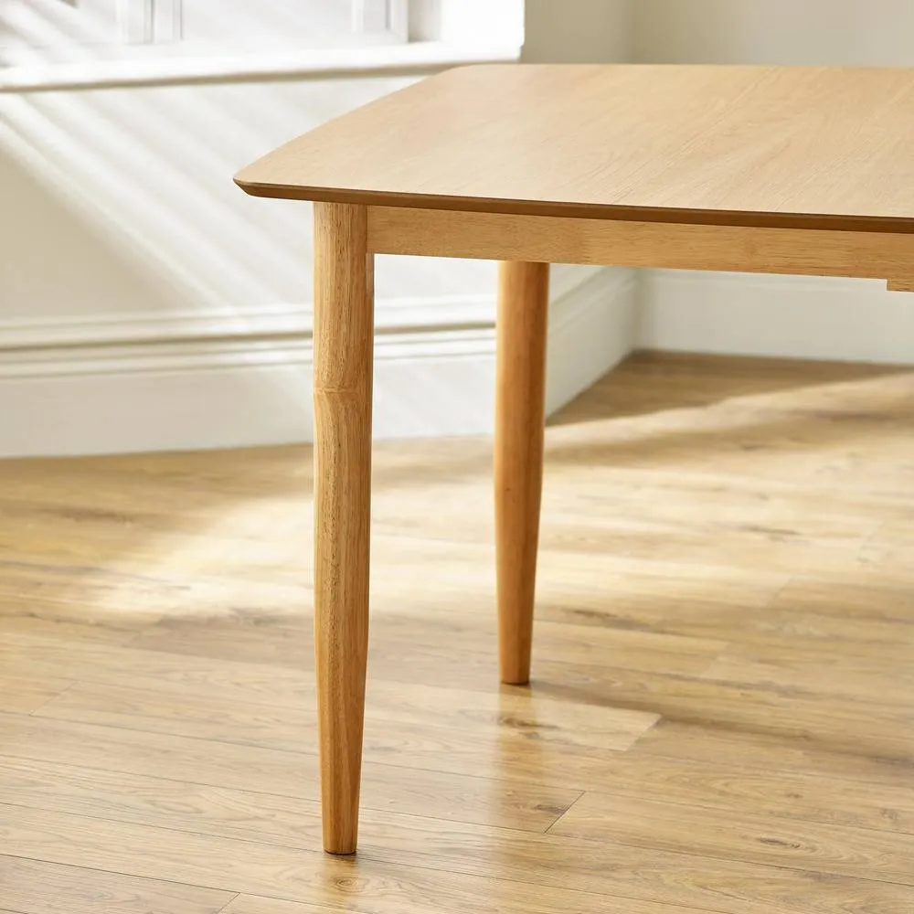 FurnitureboxUK Leif Oak Effect Rectangular Extending Table & 4 Masa Oak Dining Chairs in Light Oak 5
