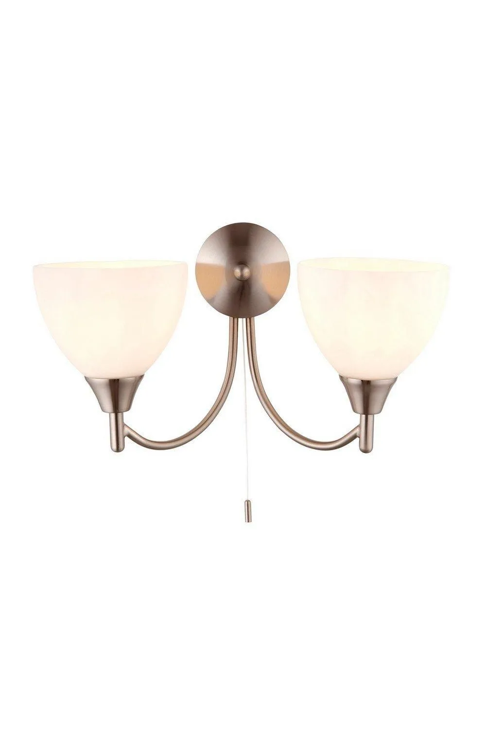 Netlighting Alton 2 Light Indoor Wall Light Satin Chrome with Matt Opal Glass E14 in Grey