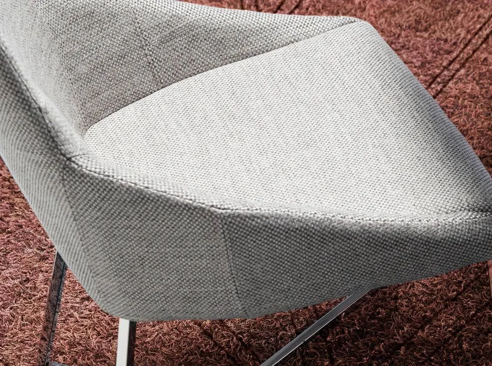 Angel Cerda Grey Fabric Dining Chair Chrome-Plated Legs 5