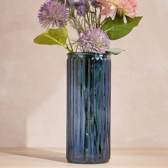 Hestia Cylindrical Ribbed Glass Vase 1