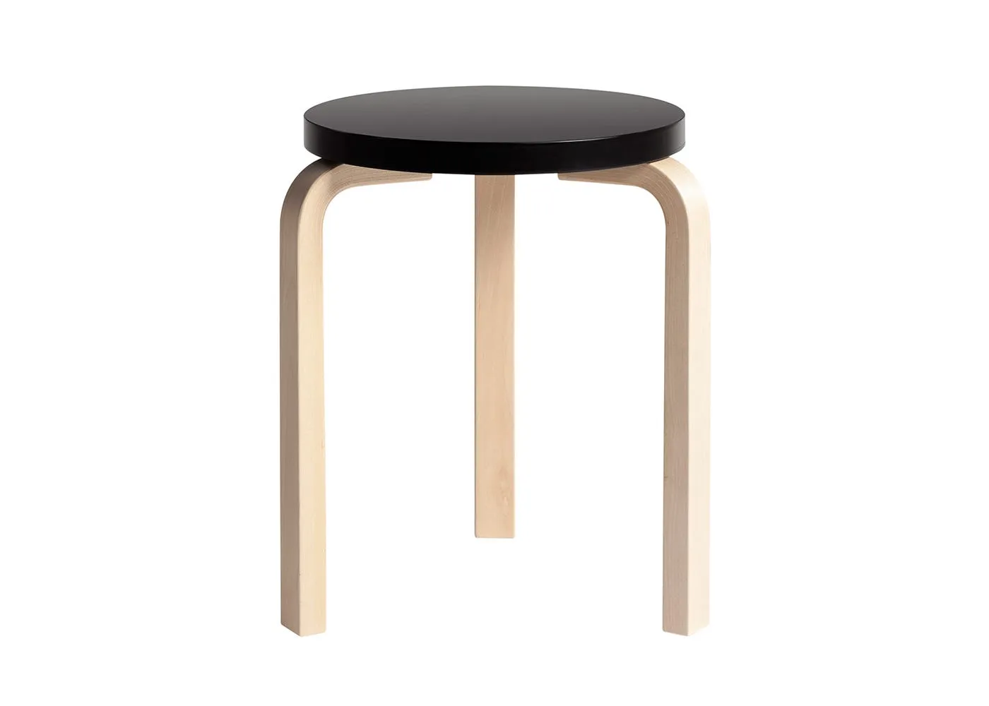 Artek Stool 60 Natural Lacquered Birch Black Lacquered 1