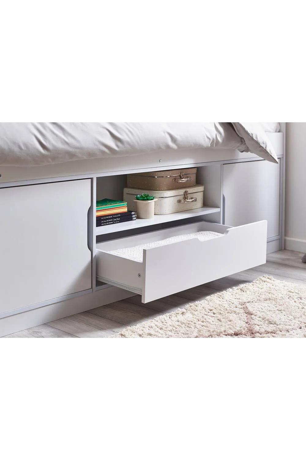 Julian Bowen Atom Single White Low Sleeper Bed with Storage 4