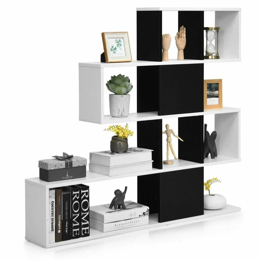 Costway 4-Tier Freestanding Bookshelf Wooden Ladder Display Shelf 4