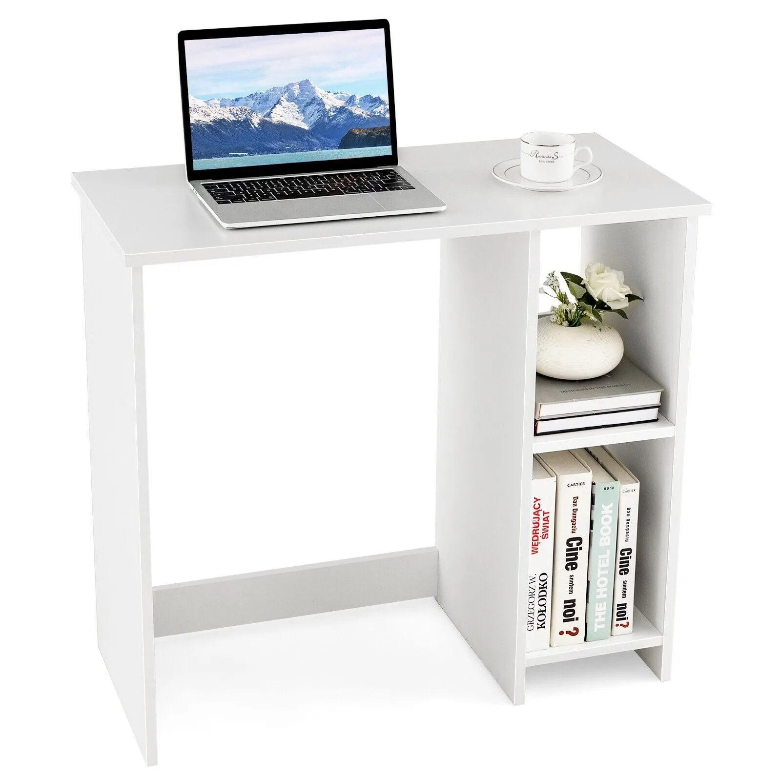 Costway Small Computer Desk Home Office Desk Modern Study Writing Desk in White