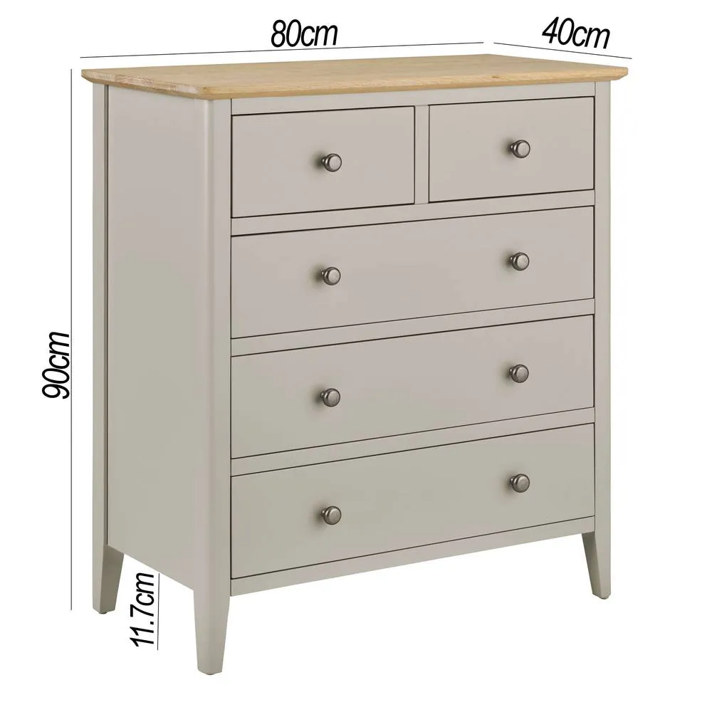 Statement Furniture Pembroke 2 over 3 Chest of Drawers in Stone 4