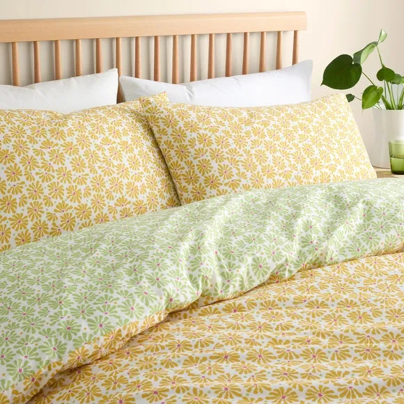 Fusion Retro Daisy Floral Polycotton Duvet Cover & Pillowcase Set 4