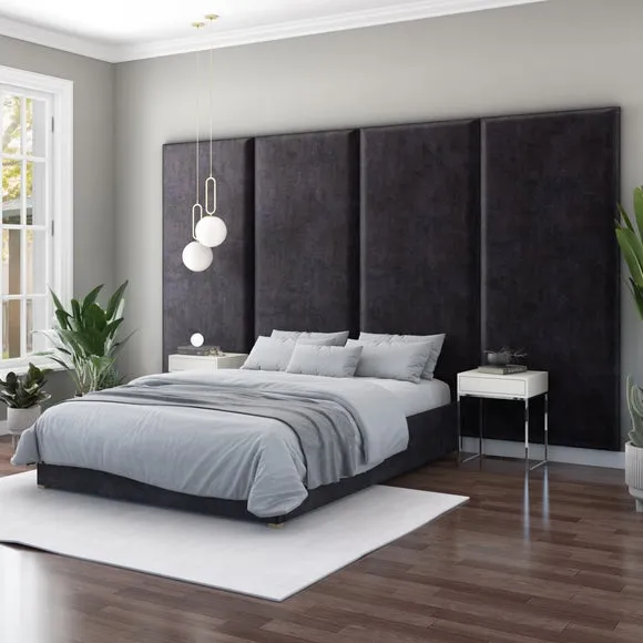 Hanging Wall Panel Dual Mount Plush Velvet Headboard 6