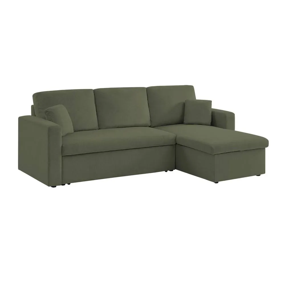 sweeek 3-seater corduroy corner sofa bed in Khaki 2