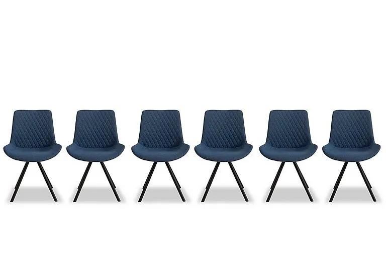 Ion Set of 6 Fabric Dining Chairs - Mineral Blue