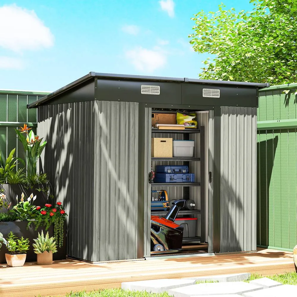 OUTSUNNY 7 x 4ft Outdoor Garden Storage Shed for Garden in Light Grey
