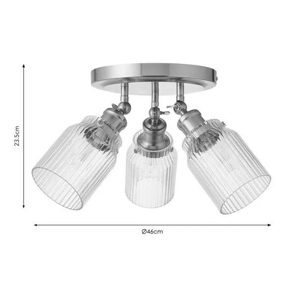 Tobias Industrial Ribbed 3 Light Adjustable Semi Flush Spotlight 6