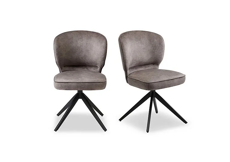 Imperium Pair of Fabric Swivel Dining Chairs - Chocolate