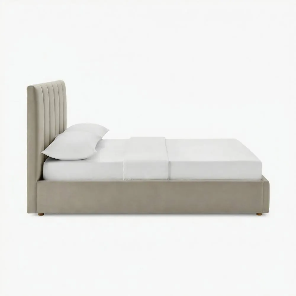 FurnitureboxUK Trifle Taupe Velvet Ottoman Double Bed Frame in Beige 4