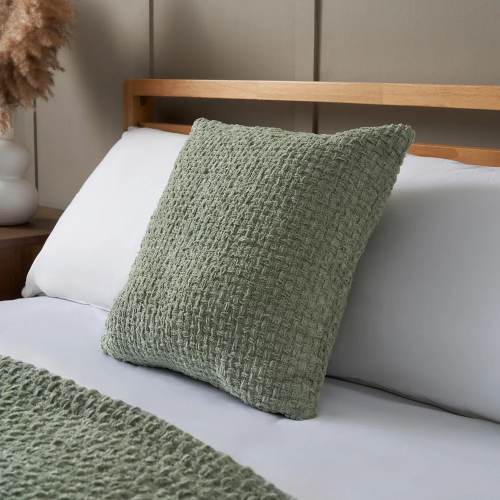 Cross Weave Cushion, Sage Green