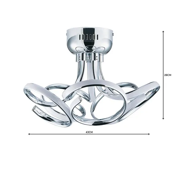 Cortez 5 Light Integrated LED Swirl Semi Flush Ceiling Light 6