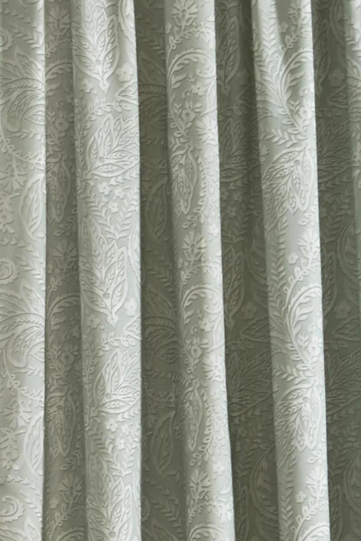 Dreams & Drapes 'Aveline' 100% Cotton Pair of Pencil Pleat Curtains With Tie-Backs in Green 4