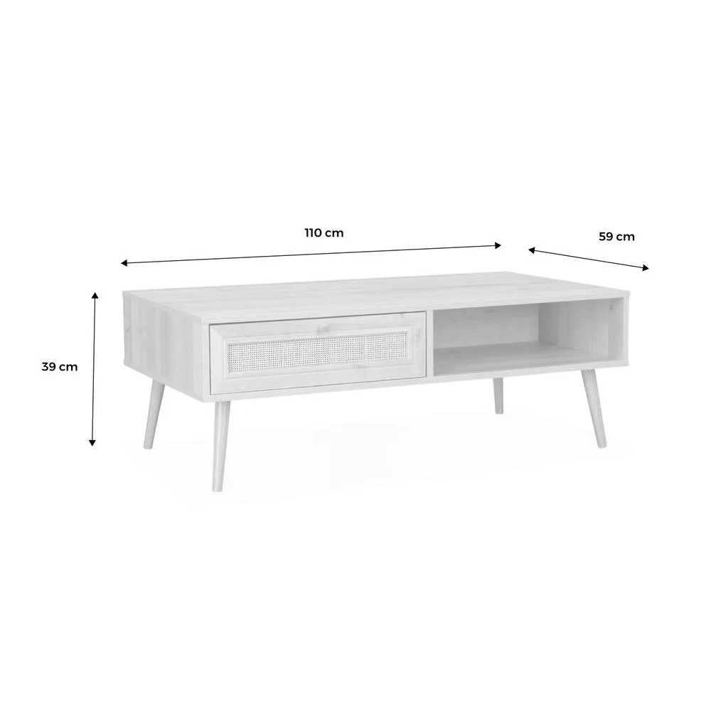 sweeek Coffee Table With Wood & Cane Effect in Dark Brown 5
