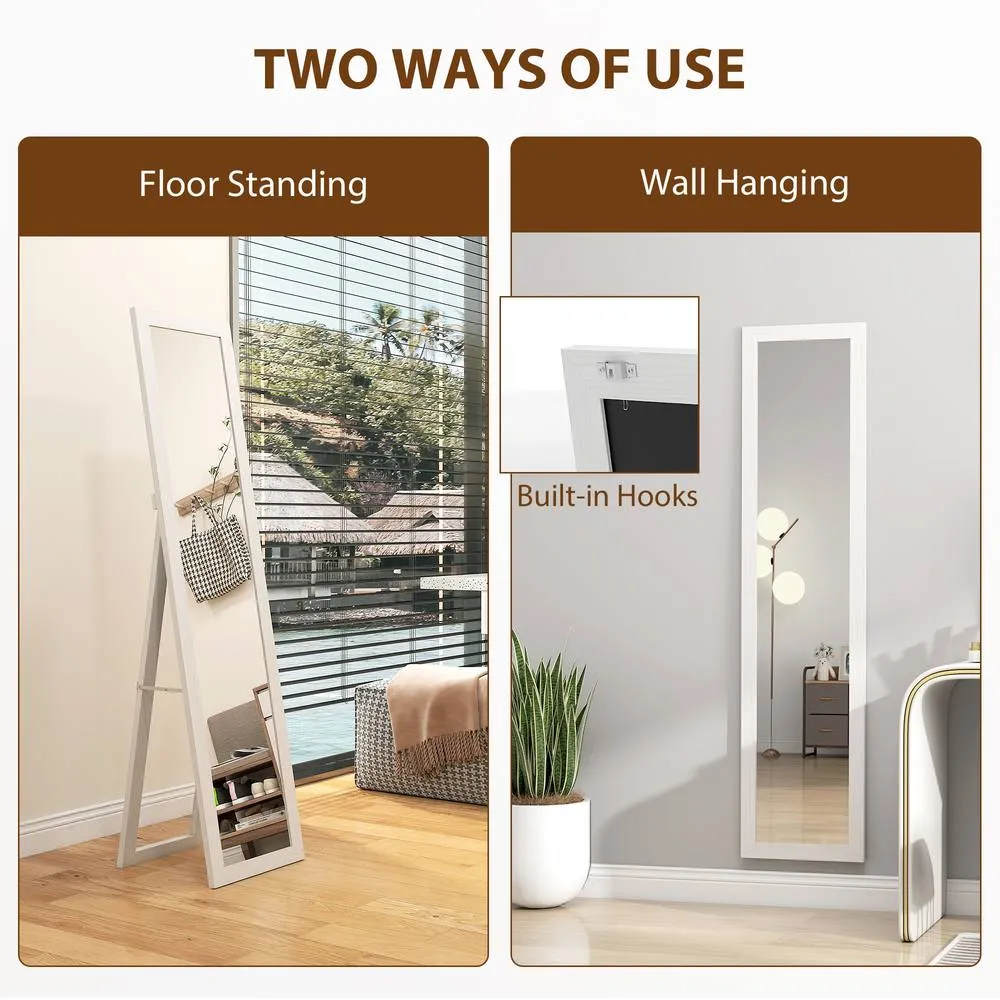 HOMCOM 37 x 157 cm Full Length Mirror with Frame for Bedroom, White 5