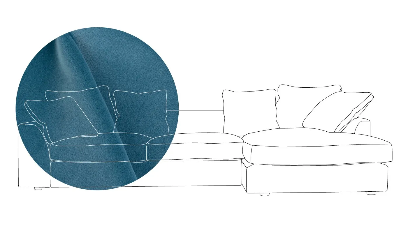 Heal's Cumulus Right Hand Corner Sofa Varese Velvet Delft Black Feet