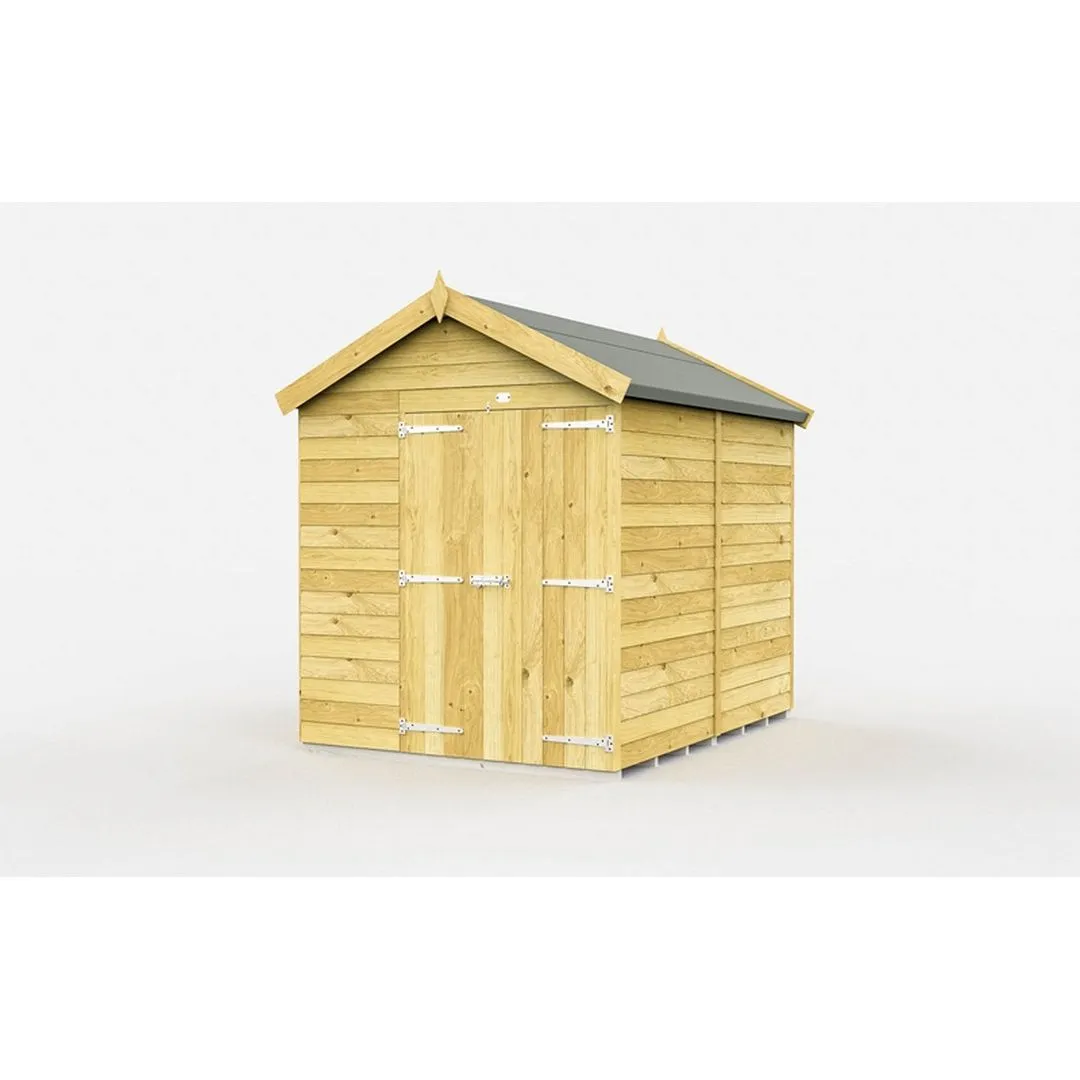 Buttercup Farm 6 x 8 Feet Apex Shed - Double Door W/O Windows - L243 x W175 x H217 cm in Brown