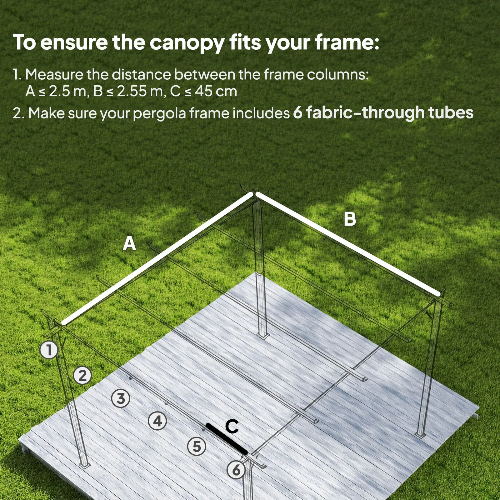 OUTSUNNY 2.55x2.5 m Pergola Cover Replacement for 3x3 m Frame, Light Grey 4