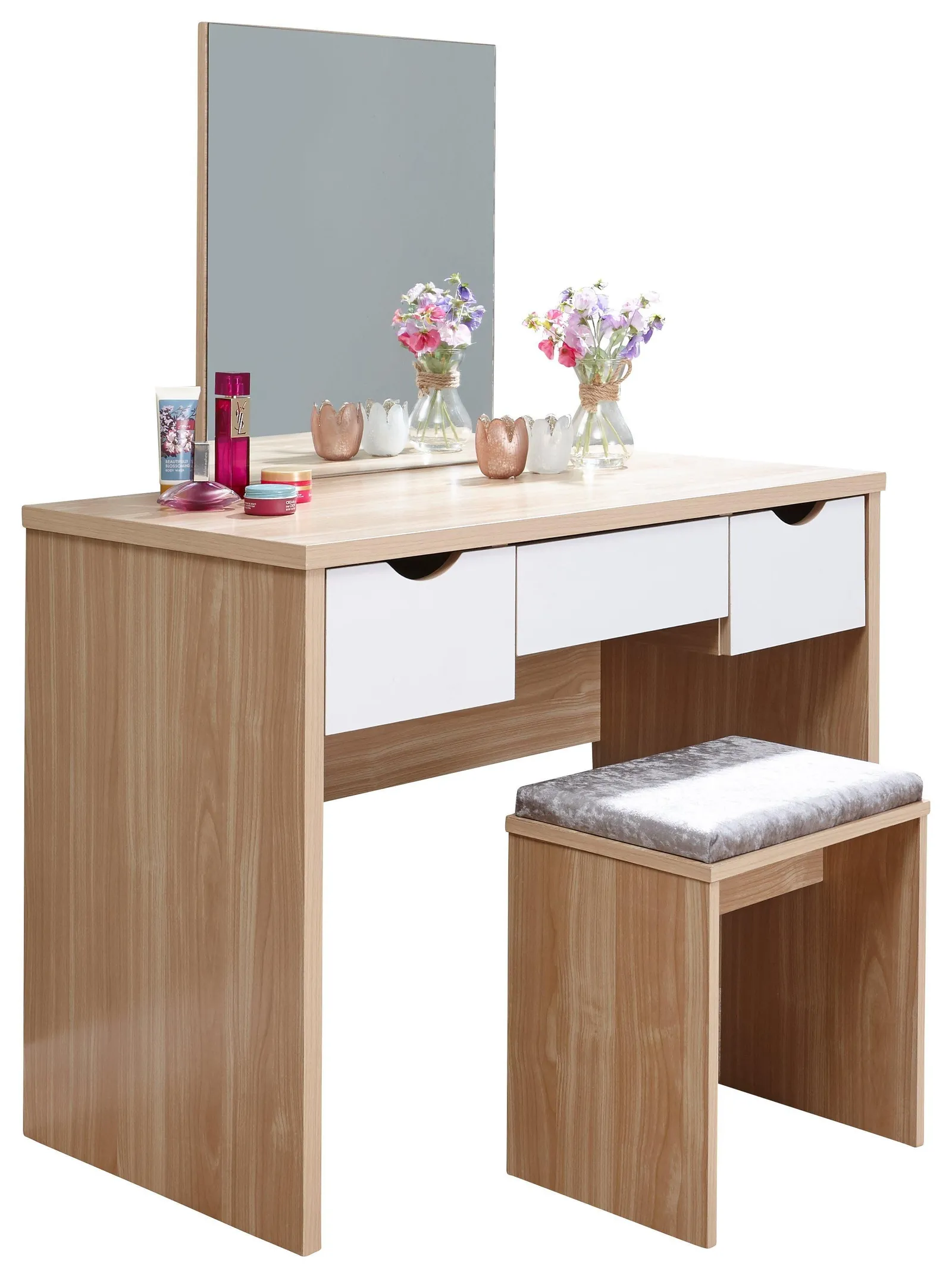GFW Elizabeth Dressing Table Set in Light Oak 2
