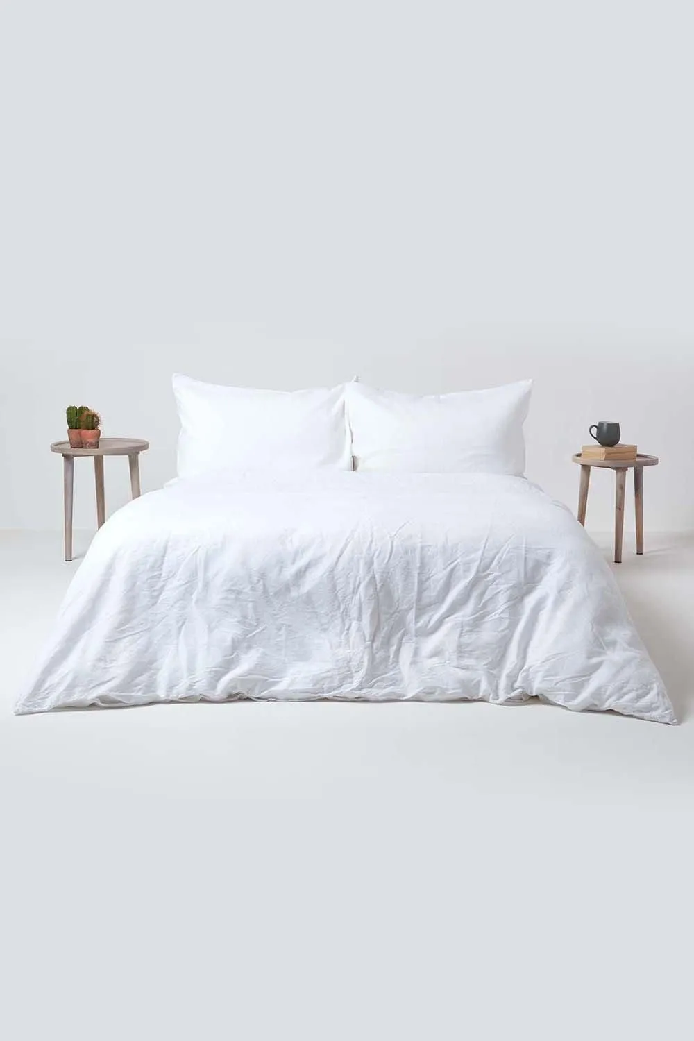 Homescapes Luxury Soft Plain European Linen Duvet Cover Set in White 3