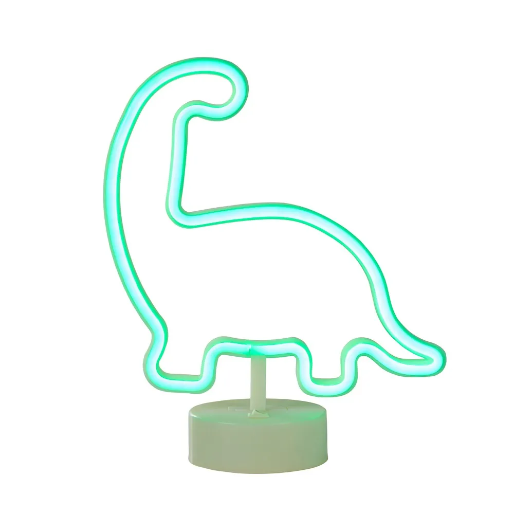 Glow Dinosaur Neon Table Lamp, Green