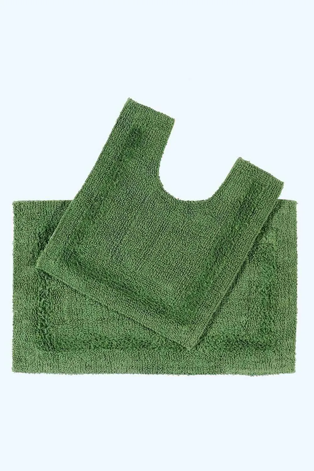 Homescapes Luxury Bath Mat Set Reversible 1600GSM 100% Cotton 2 Pc w. Pedestal Mat in Light Green