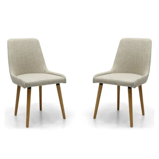 Capri Flax Effect Natural Dining Chairs In Pair