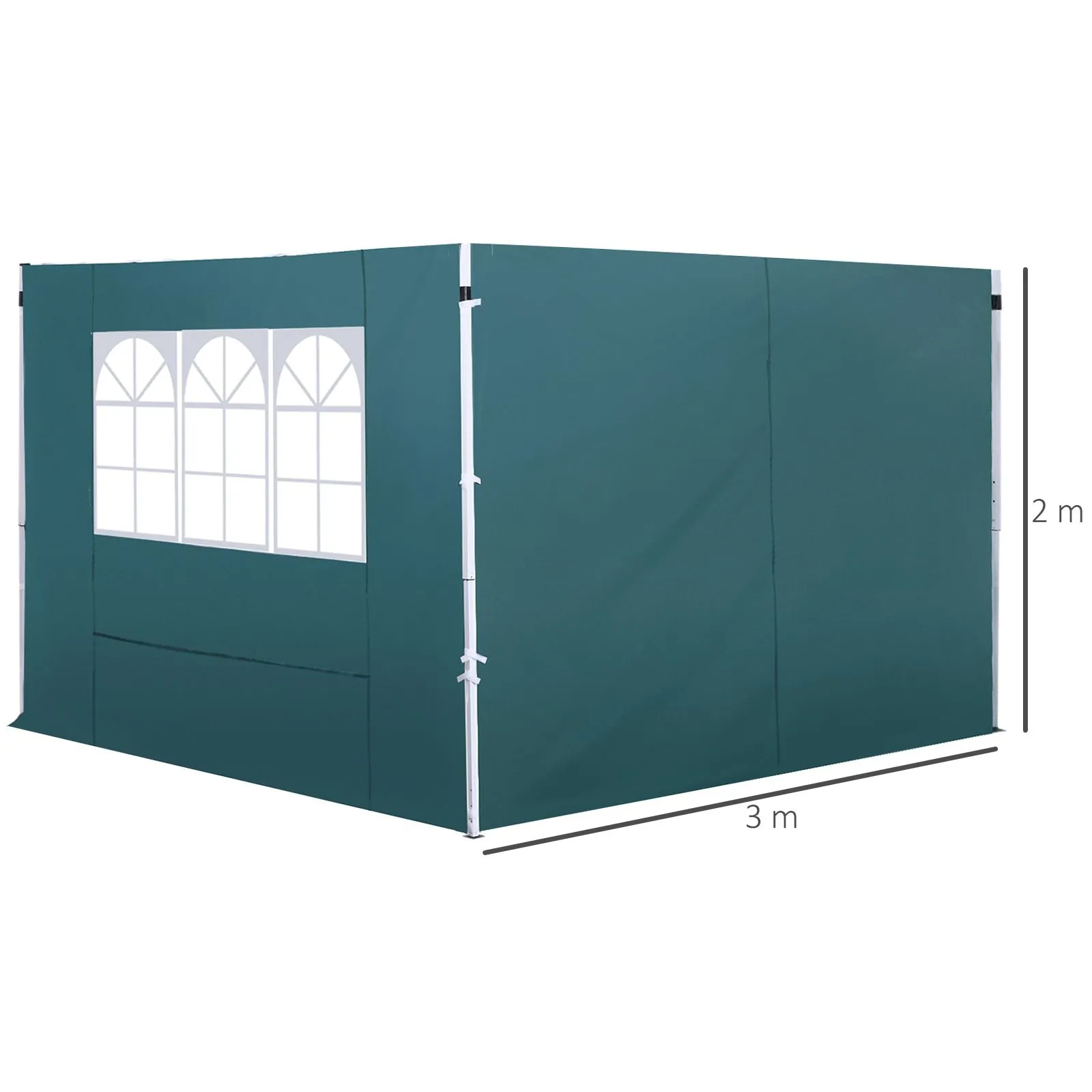 OUTSUNNY Gazebo Replacement Exchangeable Side Wall Panels w/ Window in Green 3