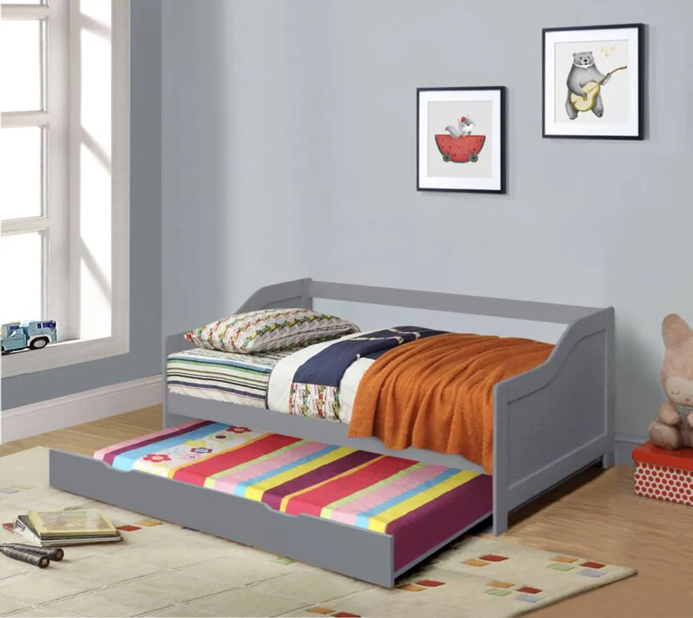 Comfy Living Ltd 3ft Wooden Trundle Bed in Grey 1