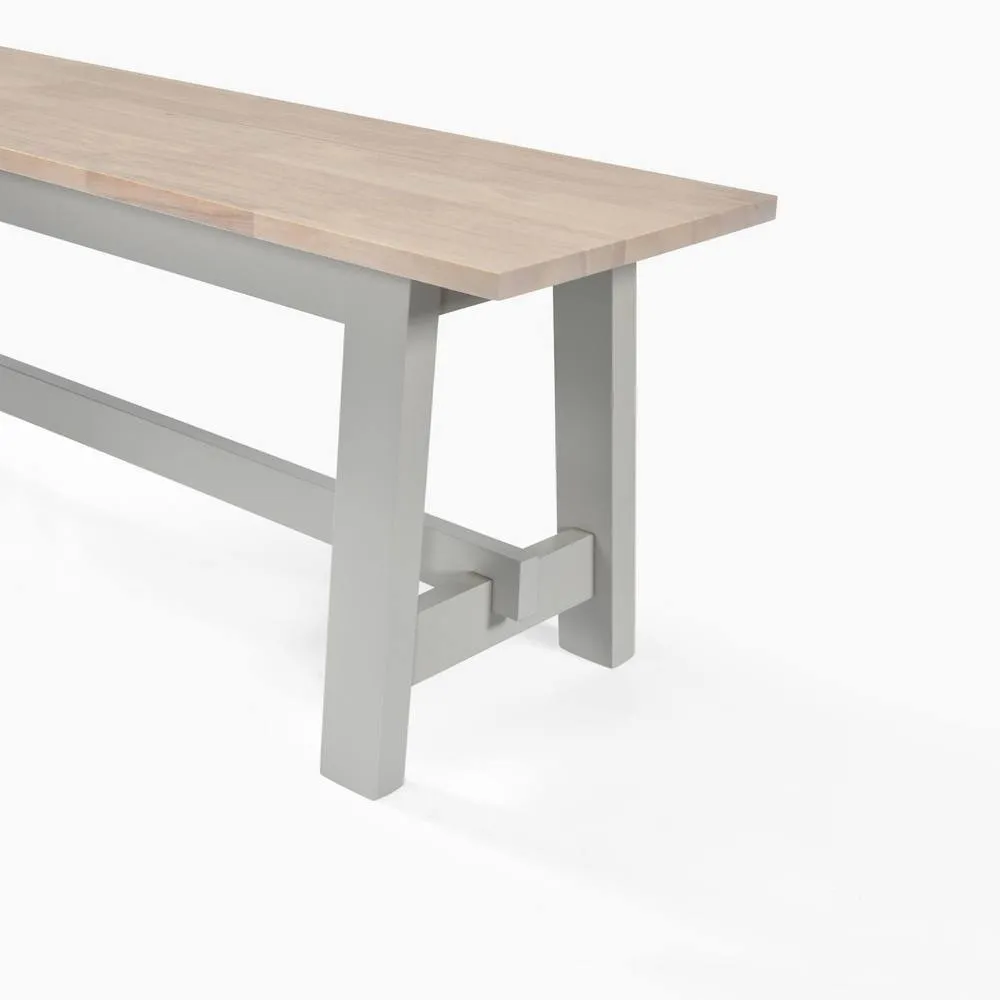 FurnitureboxUK Blakeney Oak & Cream Solid Wood Dining Bench in Grey 5