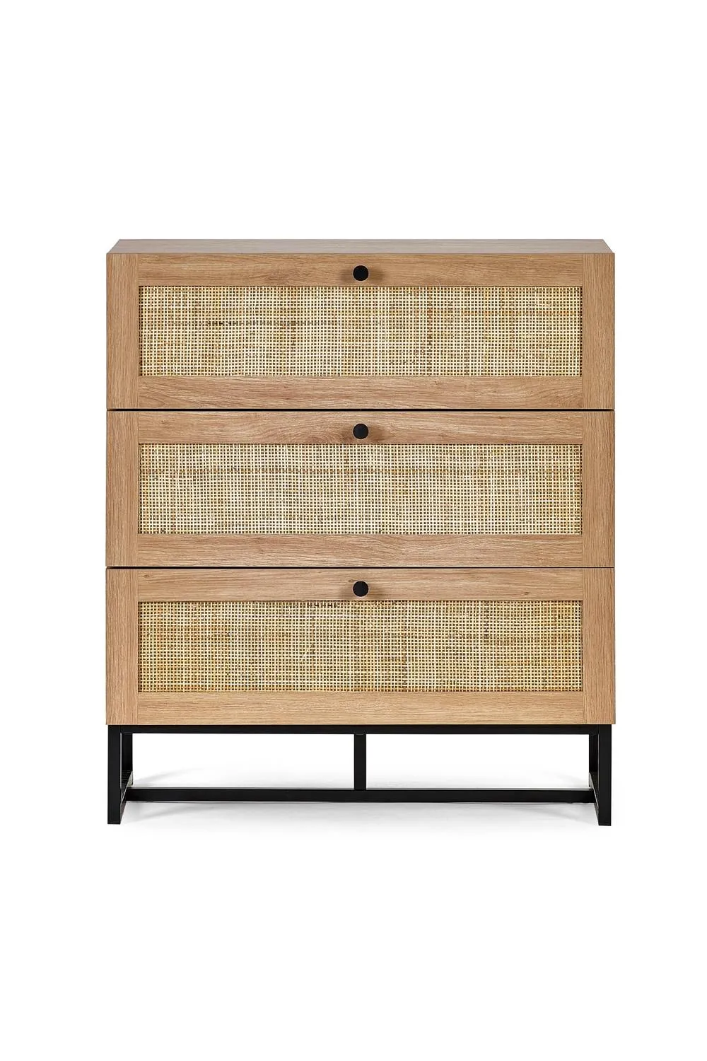 Julian Bowen Padstow Rattan 3 Drawer Chest in Light Oak 6