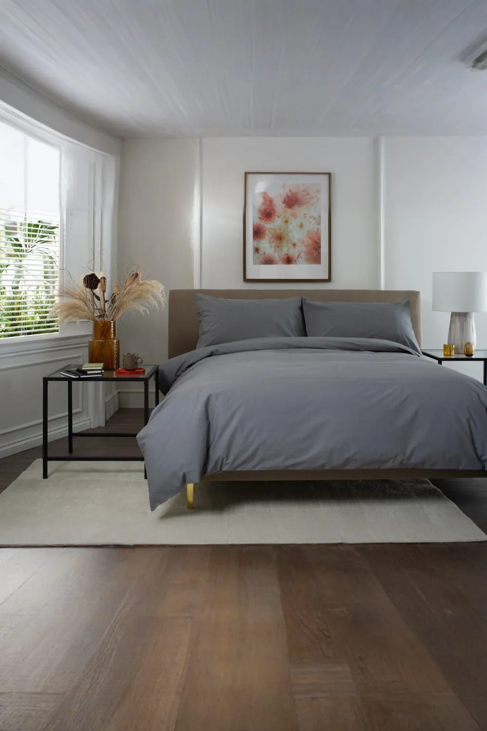 The Lyndon Company Luxury 100% Cotton 200 Thread Count Duvet Cover Set in Charcoal 2