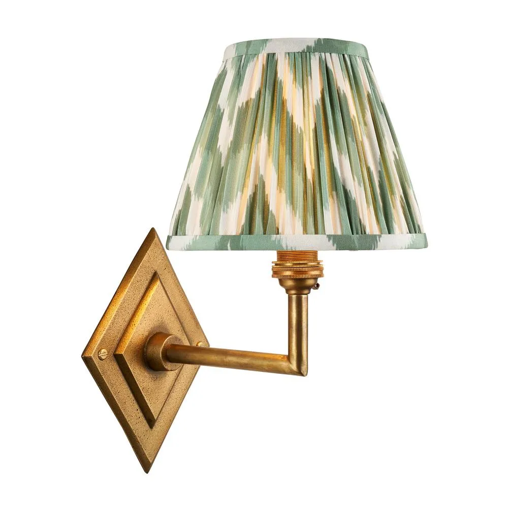 Netlighting Diamond Angle & Zigzag 16cm Wall Lamp Antique Brass Cotswold Green in Gold