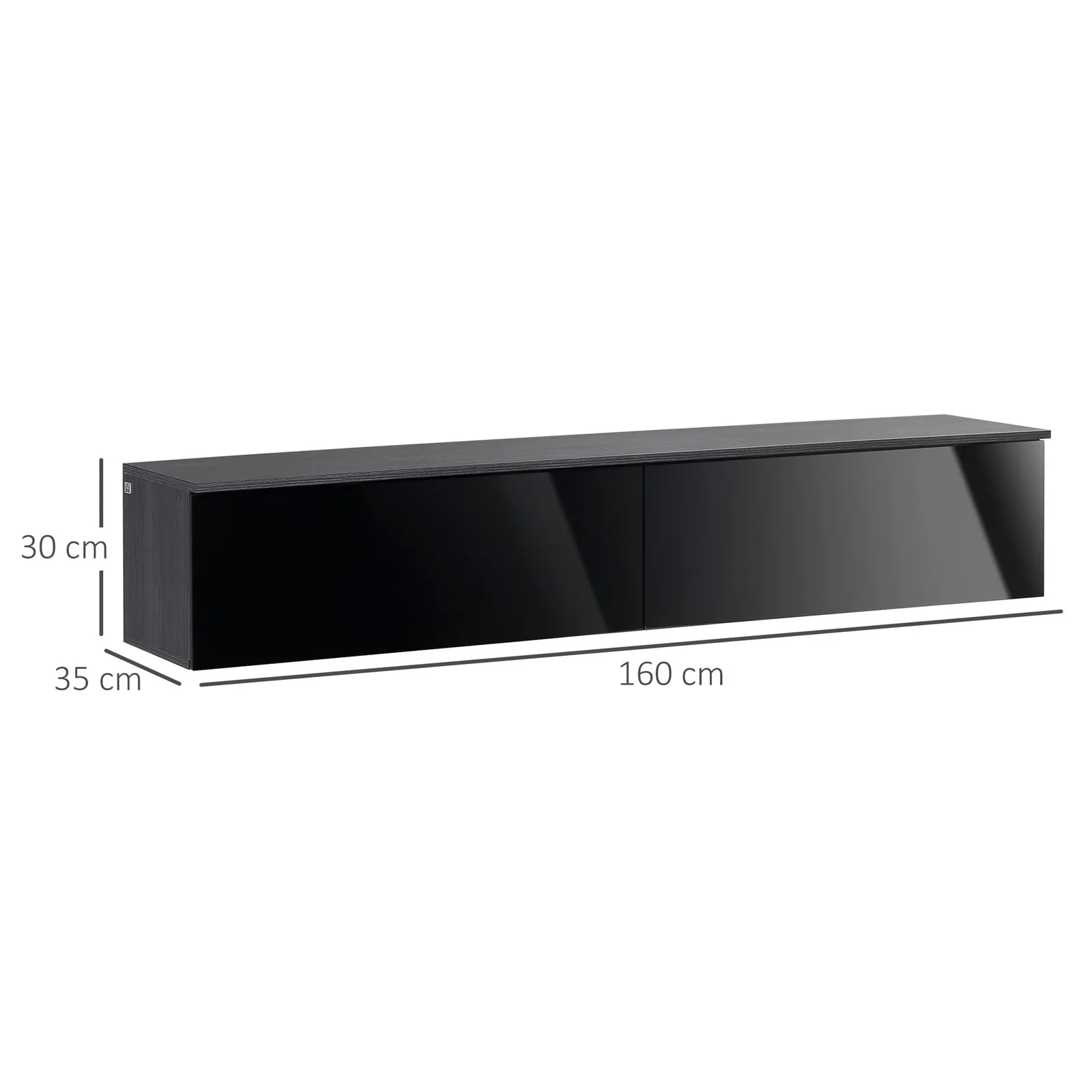 HOMCOM Wall Mounted TV Stand Unit with Storage & High Gloss Effect, Black in Grey 3