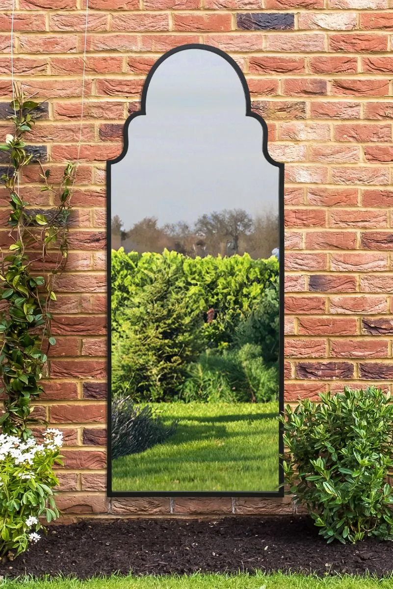 MirrorOutlet Black Framed Arched Leaner/Wall Garden Mirror 71" x 28" (180x70CM)