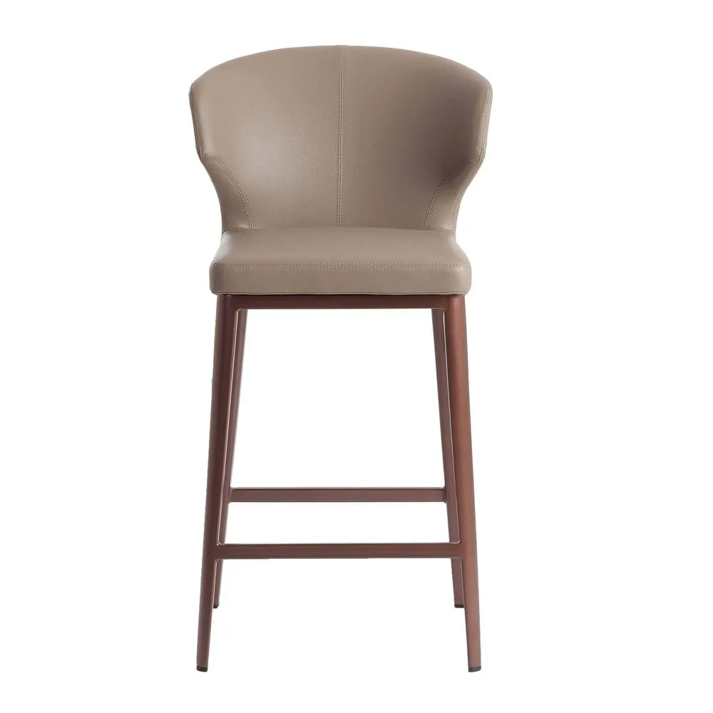 Angel Cerda Dark Mink Leatherette Stool Bronze Stainless Steel in Fawn 2