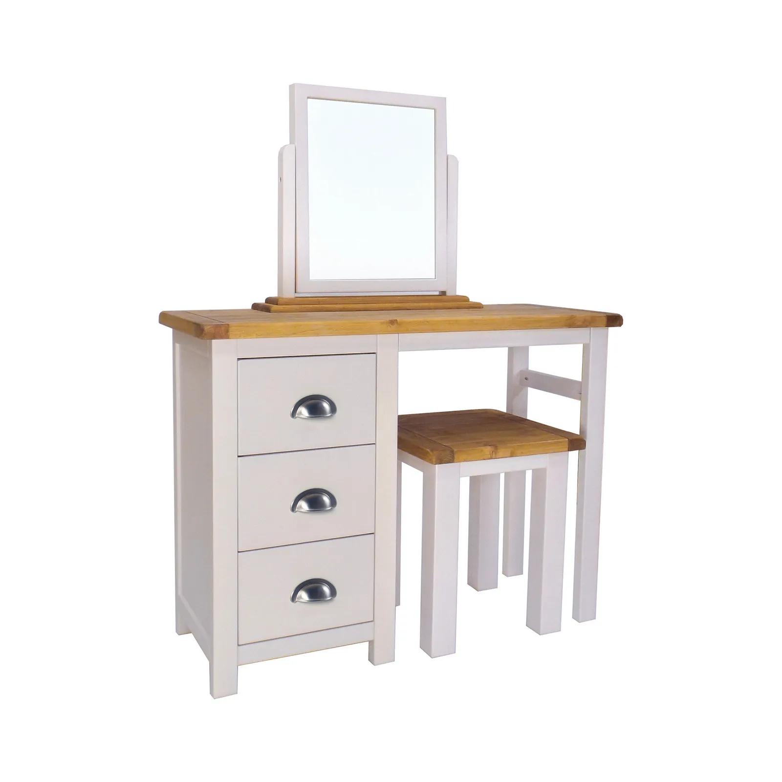 Cabinet Bits Argenta 3 Drawer Dressing Table Set Chrome Cup Handle in Light Grey