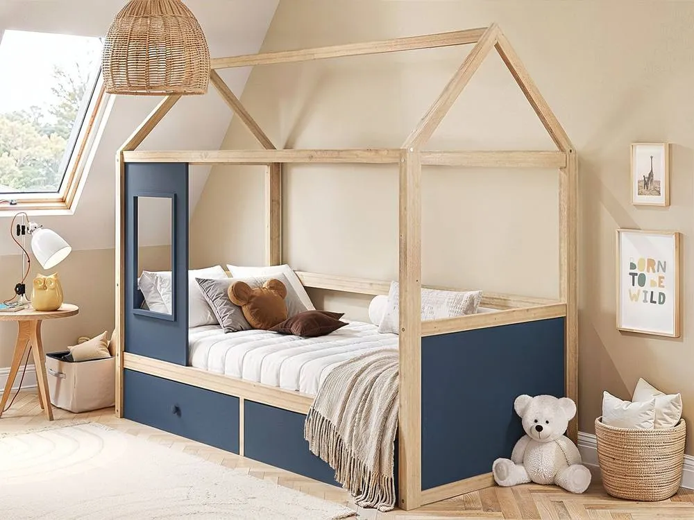 Flair Ted Play House Wooden Bed with Storage in Blue 2