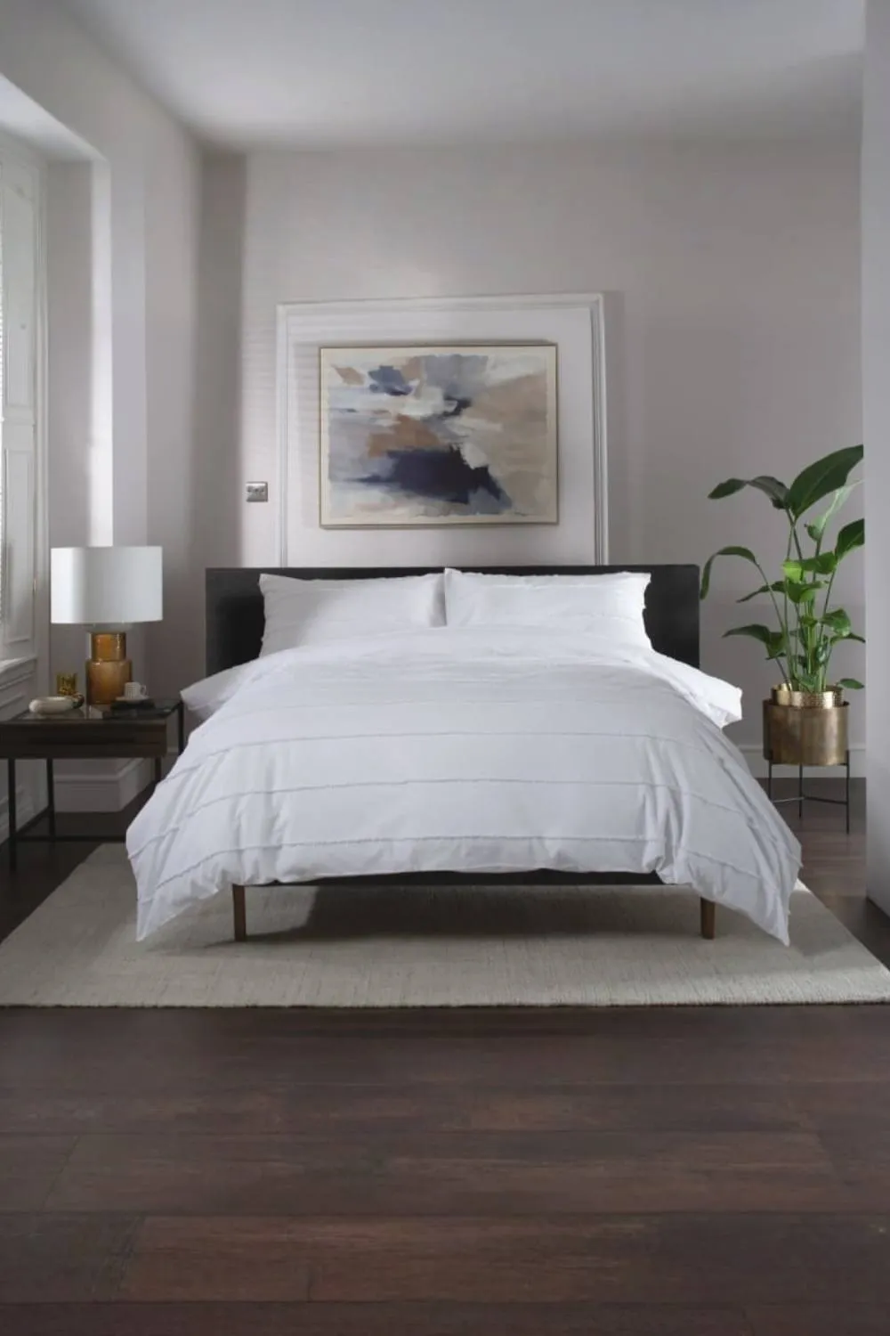 The Lyndon Company On The Line Stripe 100% Cotton Tufted Supersoft Duvet Cover Set | Deyongs 1846 in White 1