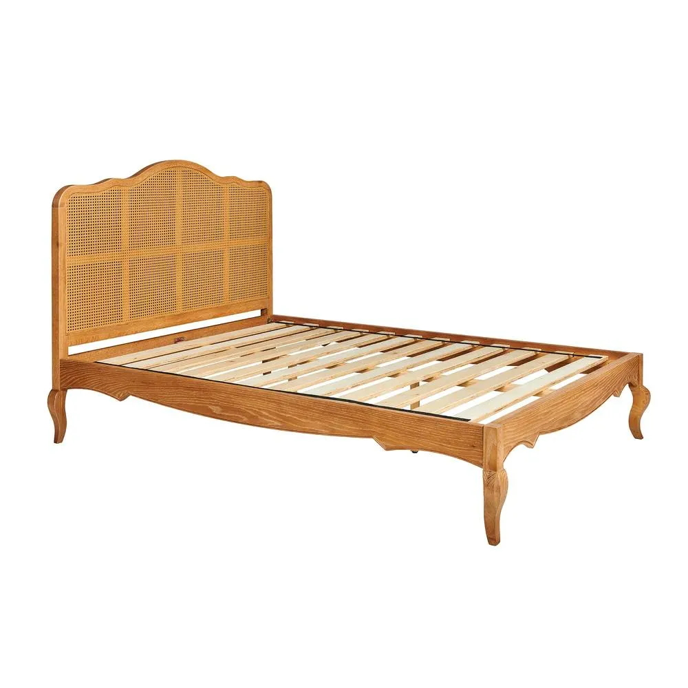 Statement Furniture Louis 5ft King Size Bed Frame with Rattan Cane Headboard in Brown 6